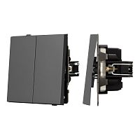 Механизм выключателя двухклавишный проходной SWT-TENDO-MKP2-SFPL-GR (230V, 10A) Arlight 054555