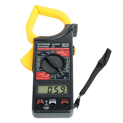 MTM M266 Клещи токоизмерительные, 1999 отсчетов,  батарея крона, ручная регулировка, черный/желтый фото 9