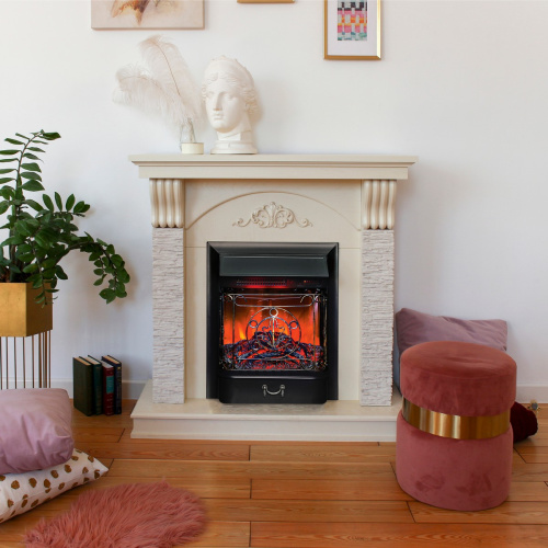 Каминокомплект CORFINO/МИЛАН Слоновая кость с очагом Электроочаг MAJESTIC LUX RC/МАДЖЕСТИК С ПУЛЬТОМ фото 5