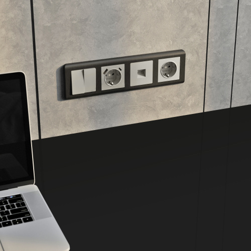 Перекрестный выключатель двухклавишный (дымчатый) W1223004 фото 4 Перекрестный выключатель двухклавишный (дымчатый) W1223004 фото 4