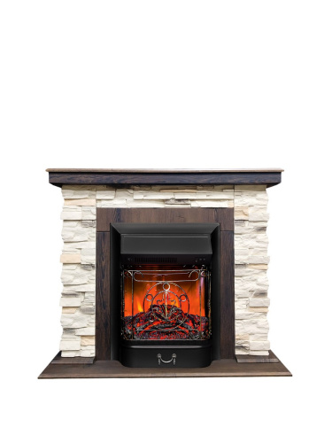 Каминокомплект НОРД Орех фактурный с очагом Электроочаг MAJESTIC LUX/МАДЖЕСТИК