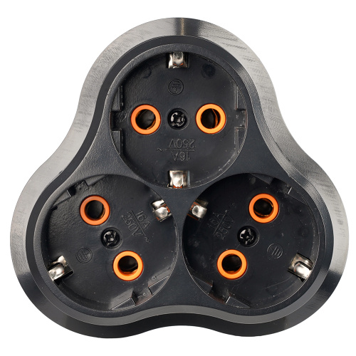 Разветвитель сетевой 3-местный с/з STEKKER ADP16-23-21, 250V, 16A, ABS пластик, черный