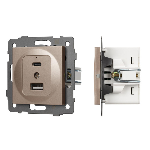 Механизм USB розетки SCT-MUAC-PL-GD-V (5V, 3A, QC4) Arlight 049841 Механизм USB розетки SCT-MUAC-PL-GD-V (5V, 3A, QC4) Arlight 049841