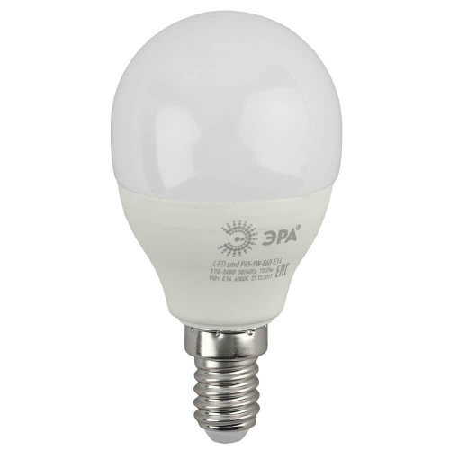 Лампа светодиодная ЭРА E14 9W 6000K матовая LED P45-9W-860-E14 Б0031411 Лампа светодиодная ЭРА E14 9W 6000K матовая LED P45-9W-860-E14 Б0031411