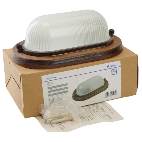 Светильник накладной IP54, 220V 60Вт Е27, дерево, орех, овал НБО 04-60-021 фото 9