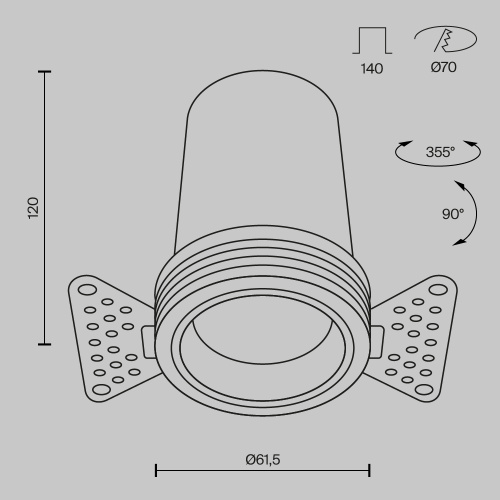 Встраиваемый светильник Technical DL125-L12-3K-TRS-W фото 2