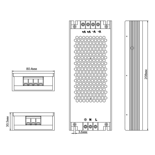 Трансформатор электронный для светодиодной ленты 400W 48V 210*81*30мм IP20 (драйвер), LB049 FERON фото 5