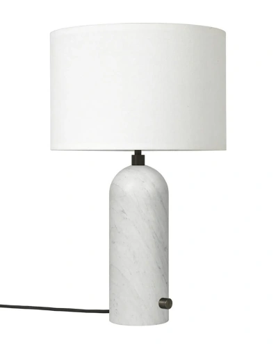 Настольная лампа "Эдвин" из белого мрамора с белым абажуром Настольная лампа "Эдвин" из белого мрамора с белым абажуром