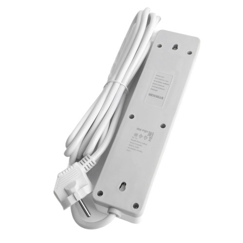 Сетевой фильтр 4-местный с/з STEKKER HM20-41-03 3x1мм2, 3 м, серия Optima, белый фото 7