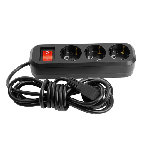 Удлинитель трехместный с/з с выключателем STEKKER HM03-31-02 3x0,75, 2м, серия Home (У10А-002), черный фото 5