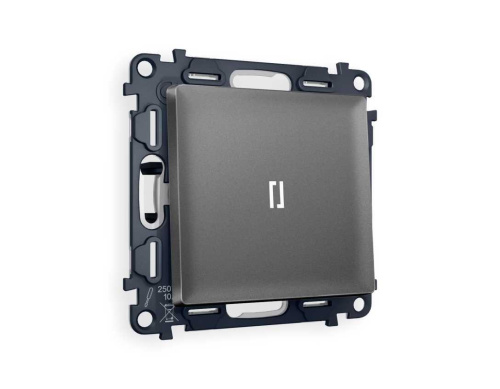 Комплект механизма 1-кл выключателя AMBRELLA VOLT с подсветкой 5600K ALFA Антрацит серый QUANT (AP6520, VM101, G14W) MA652015