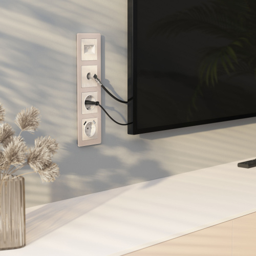 Накладка для двойной розетки Еthernet RJ-45 (перламутровый рифленый) W1191113 фото 2