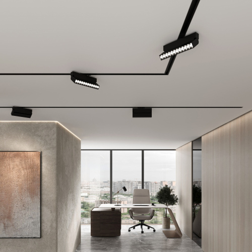 Basic System Алюминиевый профиль для монтажа в натяжной потолок однофазного шинопровода черный 2м 85234/00 фото 8