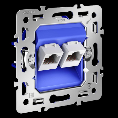 Механизм розетки компьютерной двойной RJ45+RJ45 кат.6, S70 Voltum VLS0602M Механизм розетки компьютерной двойной RJ45+RJ45 кат.6, S70 Voltum VLS0602M