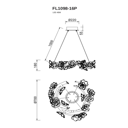 Люстра подвесная Sauvage FL1098-16P фото 4