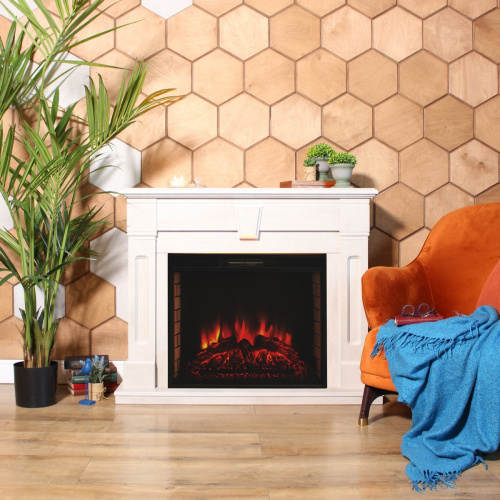 Каминокомплект KELLIE/БРИСТОЛЬ Белый камень с очагом Электроочаг EPSILON 26 фото 6