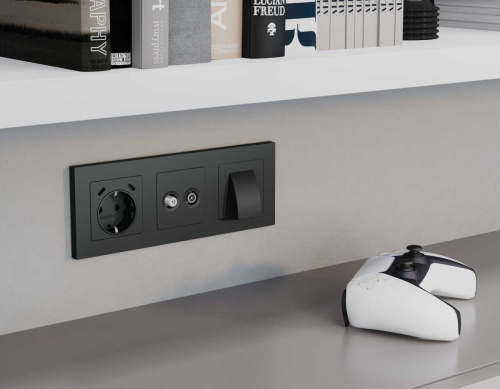 Комплект механизма электрической розетки 2USB С+C 20W с/з на винтовых зажимах 16A-250V ALFA Графит мягкое касание QUANT (AP9105, VM165) MA910510 фото 3