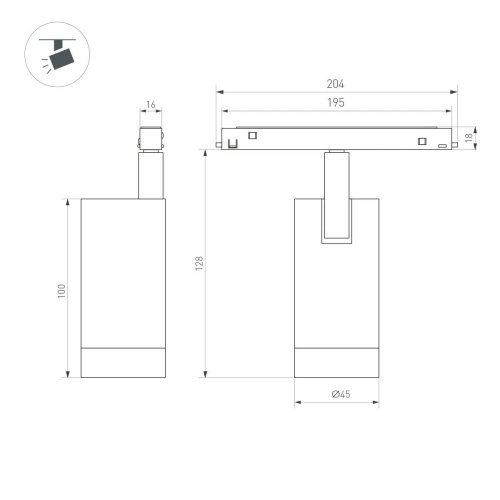 Трековый светодиодный светильник Arlight MAG-ORIENT-SPOT-R45-12W Day4000-MIX (BK, 24 deg, 48V, DALI) 036742 фото 3 Трековый светодиодный светильник Arlight MAG-ORIENT-SPOT-R45-12W Day4000-MIX (BK, 24 deg, 48V, DALI) 036742 фото 3