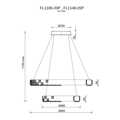 Люстра подвесная Elegance Chrome FL1148-30P фото 2 Люстра подвесная Elegance Chrome FL1148-30P фото 2