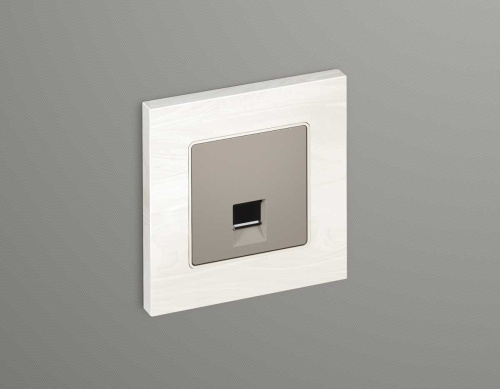 Комплект механизма компьютерной розетки RJ-45 экранированной с автоматической защитной шторкой ALFA Серо-бежевый матовый QUANT (AP3720,VM185) MA372005 фото 2