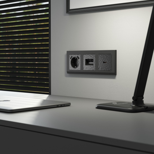 Накладка для двойной розетки Еthernet RJ-45 (Hammar черный) W1291108 фото 3