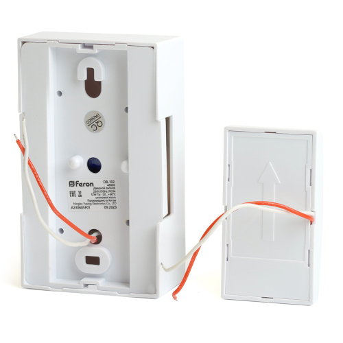 Звонок с кнопкой проводной Feron DB-102 электромеханический белый 230V 119х70х37мм фото 7