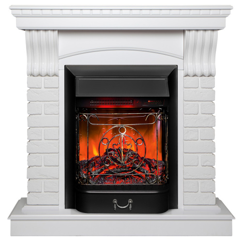 Каминокомплект JAZZ/ВЕГАС Белый матовый с очагом Электроочаг MAJESTIC LUX RC/МАДЖЕСТИК С ПУЛЬТОМ