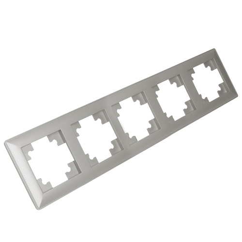 Рамка STEKKER, PFR00-7004-03 4-местная, пластик, серия Катрин, серебро фото 5