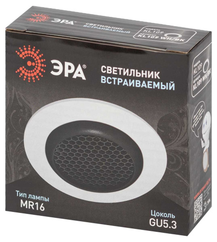 Светильник встраиваемый алюминиевый ЭРА KL109 WH/BK под лампу MR16 GU5.3 белый/черный матовый Б0061828 фото 4