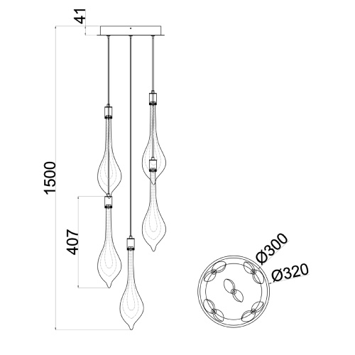 Подвесной светильник P98066-5 antique brass фото 2