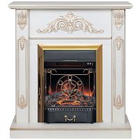 Электрокамин RealFlame Anita WT дуб белый с золотой патиной с очагом Majestic Lux Brass