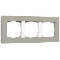 Рамка из поликарбоната на 3 поста Split дымчатый/белый, soft-touch W0033067