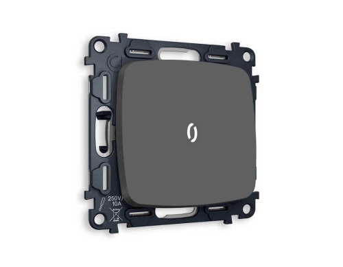 Комплект механизма 1-кл выключателя AMBRELLA VOLT с подсветкой 5600K OMEGA Графит мягкое касание QUANT (OP9020, VM101, G14W) MO902015