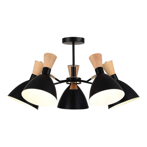 SLE1256-402-05 Светильник потолочный Черный/Черный, Светлое дерево, Золотистый E14 5*40W VISTA фото 9