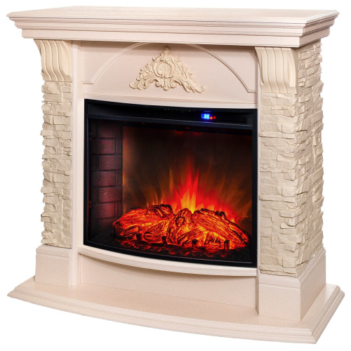 Каминокомплект ATHENA/АТЛАНТА Айвори с очагом Электроочаг EVRIKA 25.5 фото 2