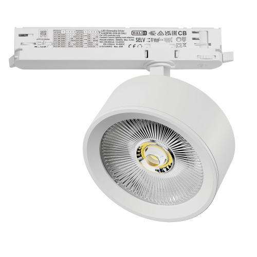 A5636DALI Светильник ALTA PRO для трековой системы Quattro с управлением DALI LED 30W 3510LM 36G БЕЛЫЙ 3000K с адаптером (215636 + 594066)