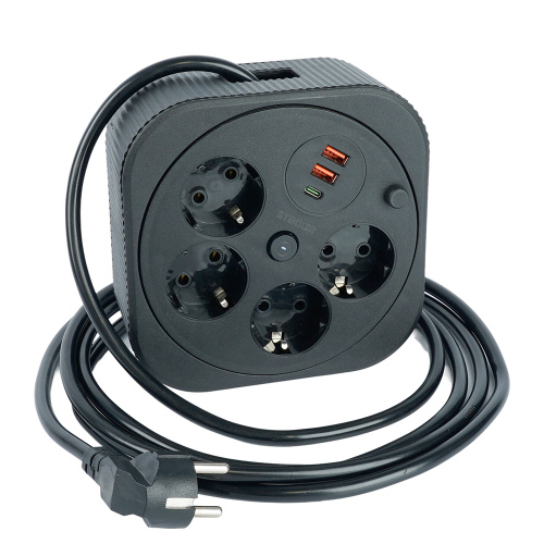 HM16-4-03-USB Удлинитель 4-местный с/з, 3x1,5мм2, 3м, 230В, 16А, 2USB+1С, 2,4А, черный фото 6 HM16-4-03-USB Удлинитель 4-местный с/з, 3x1,5мм2, 3м, 230В, 16А, 2USB+1С, 2,4А, черный фото 6
