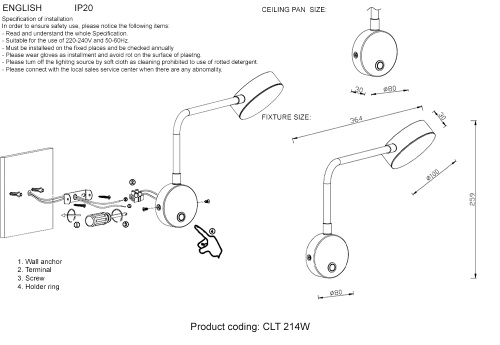 Бра Crystal Lux CLT 214W BS фото 4