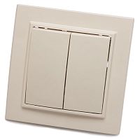 Выключатель 2-клавишный, STEKKER, PSW10-9004-02, 250В, 10А, серия Эрна, слоновая кость