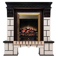 Электрокамин RealFlame Stone AO античный дуб с очагом Fobos Lux Brass