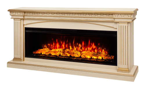 Каминокомплект CALLISTO/ПРАГА Бежевый дуб с золотой патиной с очагом Электроочаг JOKER/ДЖОКЕР 52 фото 2