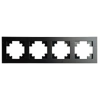 Рамка 4-местная, металл, STEKKER MFR00-7004-05, серия Катрин, черный