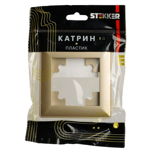 Рамка STEKKER, PFR00-7001-08 1-местная, пластик, серия Катрин, золото фото 2