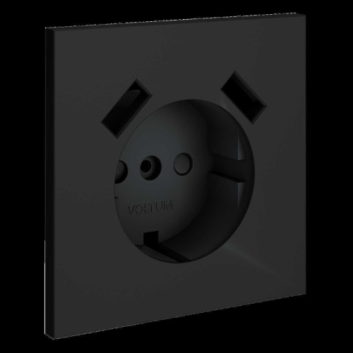 Накладка для розетки с заземлением и защитными шторками с USB A+A S70 (графит) Voltum VLS000907