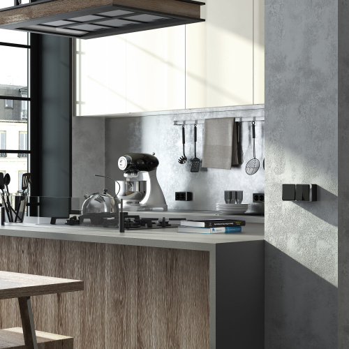 Выключатель двухклавишный Gallant черный/хром W5020035 фото 2