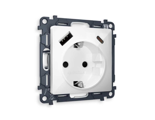 Комплект механизма электрической розетки AMBRELLA VOLT ALFA Белый глянец 2USB A+C 20W (быстрая зарядка) с/з QUANT (AP1100, VM160) MA110010 Комплект механизма электрической розетки AMBRELLA VOLT ALFA Белый глянец 2USB A+C 20W (быстрая зарядка) с/з QUANT (AP1100, VM160) MA110010