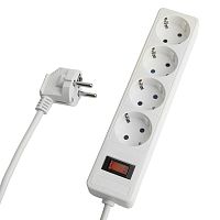 Сетевой фильтр 4-местный с/з STEKKER HM20-41-05 3x1мм2, 5 м, серия Optima, белый