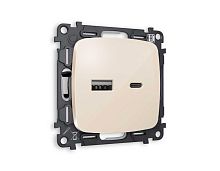 Комплект механизма розетки AMBRELLA VOLT OMEGA Бежевый глянец 2USB A+C 20W (быстрая зарядка) QUANT (OP3100, VM177) MO311010