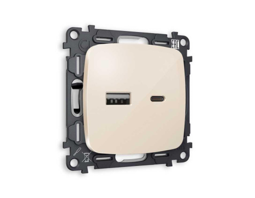 Комплект механизма розетки AMBRELLA VOLT OMEGA Бежевый глянец 2USB A+C 20W (быстрая зарядка) QUANT (OP3100, VM177) MO311010 Комплект механизма розетки AMBRELLA VOLT OMEGA Бежевый глянец 2USB A+C 20W (быстрая зарядка) QUANT (OP3100, VM177) MO311010