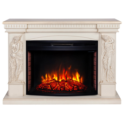 Электрокамин RealFlame Diva 33 WT белый дуб с золотой патиной с очагом Firespace 33 S IR